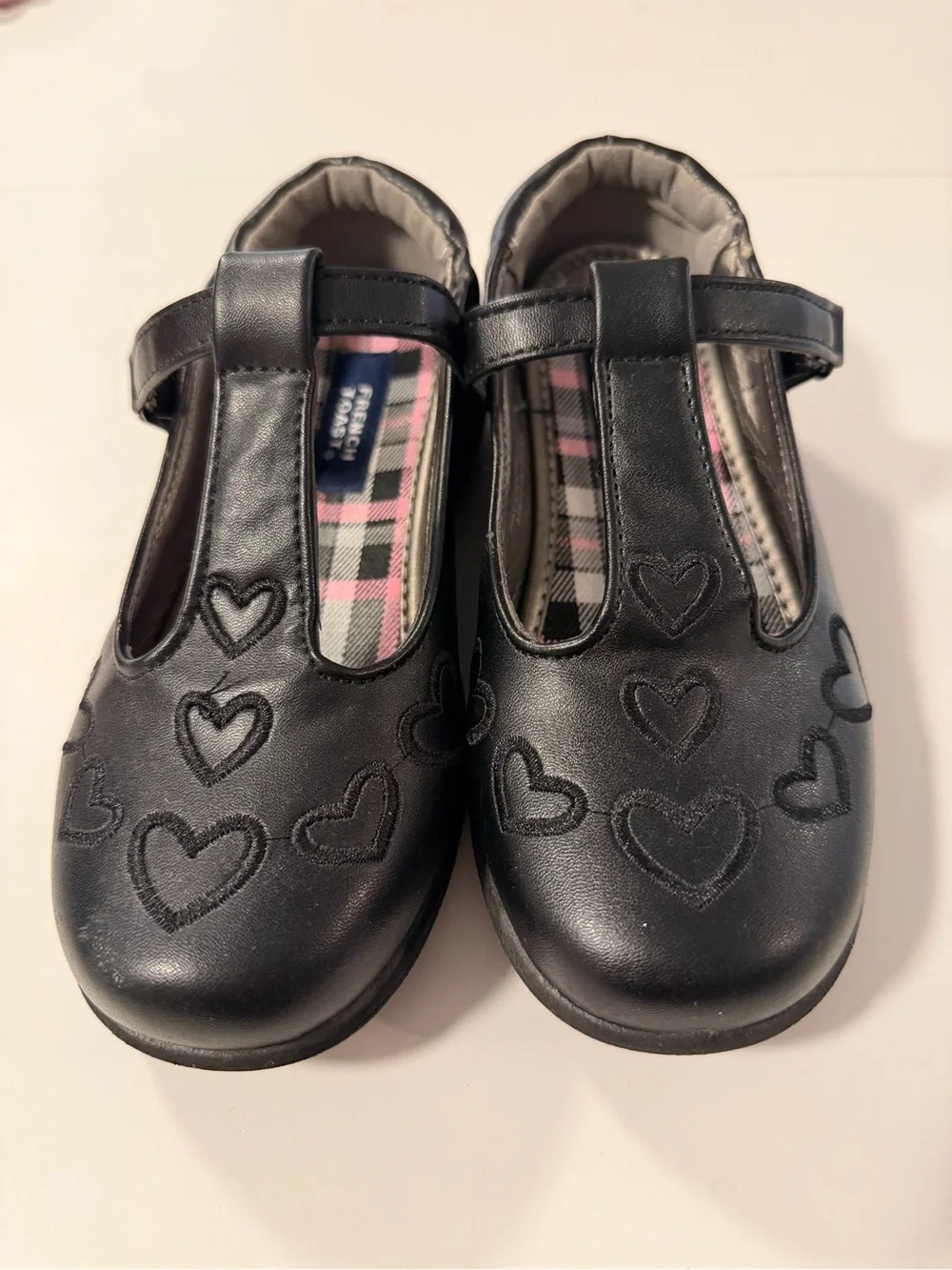 Girls French Toast Black Heart T-Strap Dress / Uniform Shoes - SZ 13
